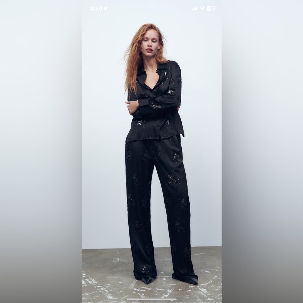 ZARA beaded black jogger pants